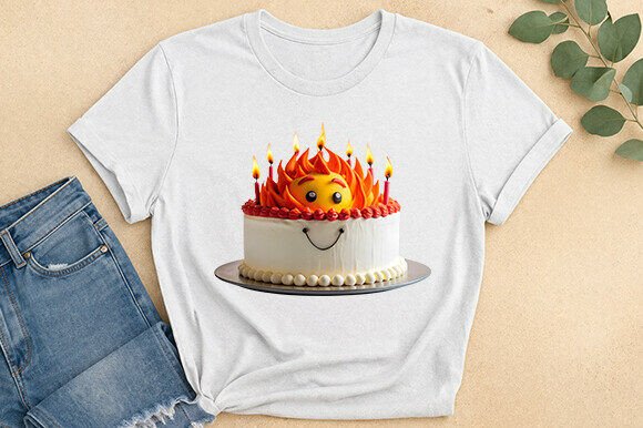 Burning Birthday Cake Funny Graphic Tee: More Than a Meme