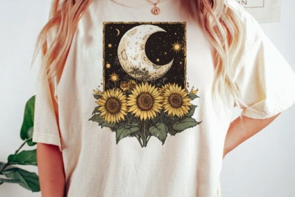 Celestial Charm: The 2148_tshirt_graphic_design_of_a_A_moon_m Collection