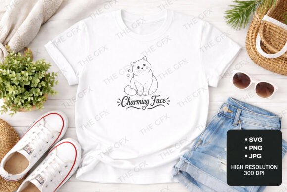 Charming Cat T-shirt Cute Kitten Graphic