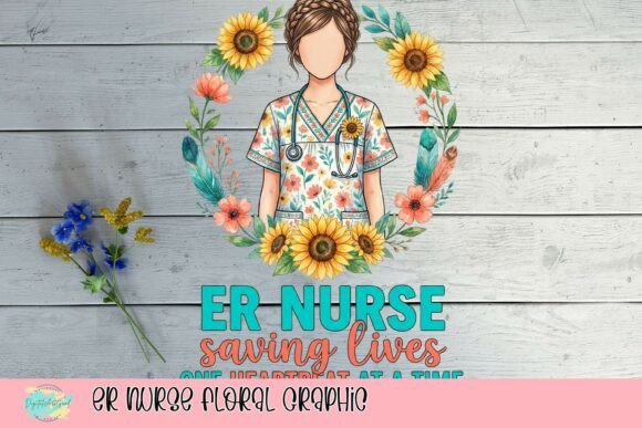 ER Nurse Floral Graphic: A Tribute in Sunflowers and Stethoscopes