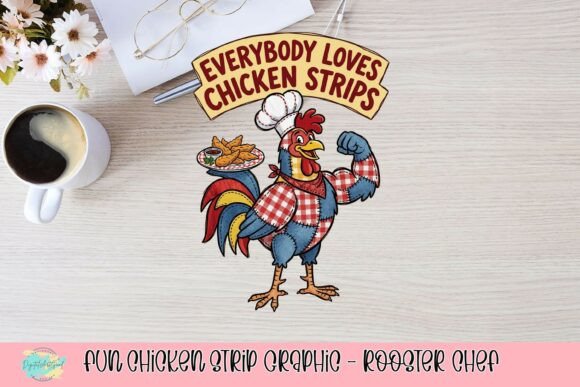 Everybody Loves Chicken Strips: A Fun Rooster Chef Graphic