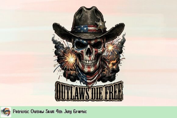 Patriotic Outlaw Skull 4th July Graphic: Bold American Edge