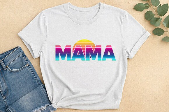 Retro Sunset Mama Graphic Tee: A Vintage Vibe for Modern Creators