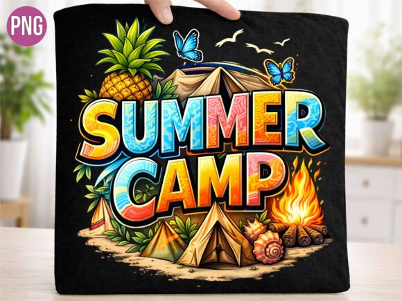 Summer Camp Beach Tropical Graphic PNG: Vibrant Design for Creative Projects
