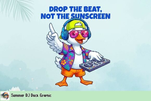 Summer DJ Duck Graphic: A Fun and Quirky Design Asset